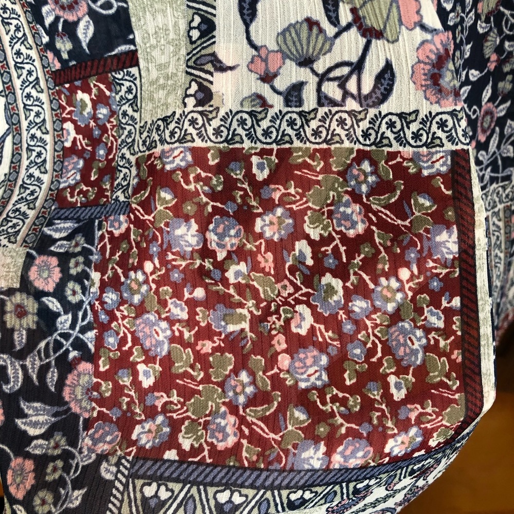 Krazy Kat Floral Patchwork Print Flared Kimono - image 7